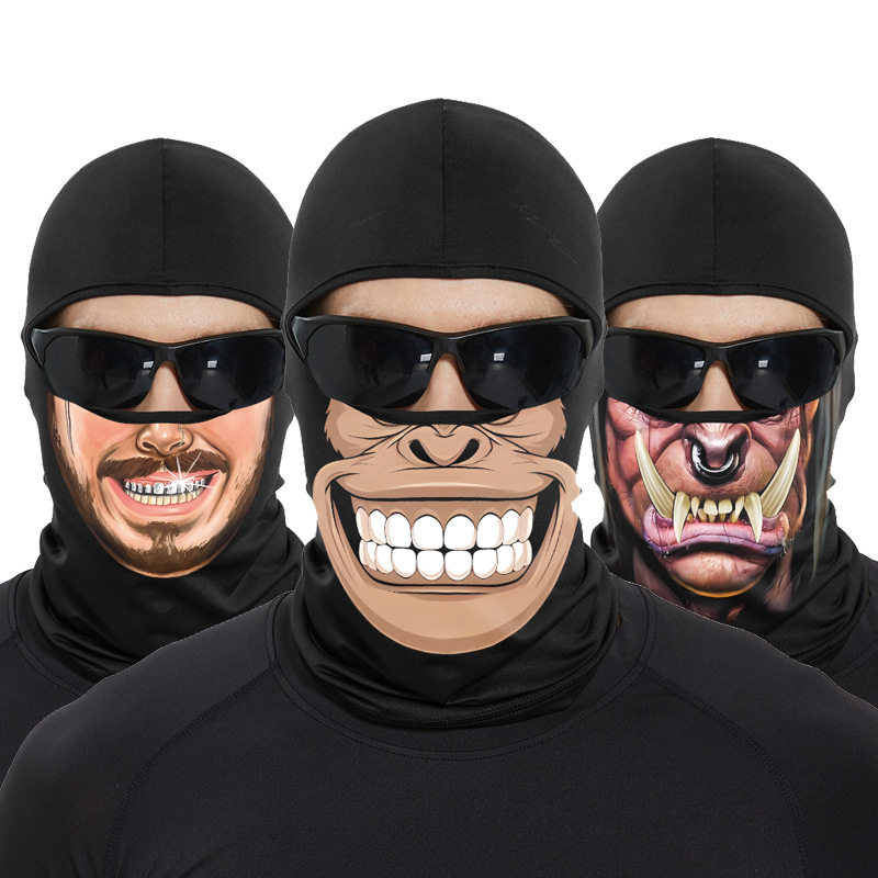 Skull Cap Helmet Liner - Funny Ape Mouth Skull Balaclava para